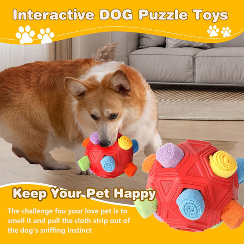 Snuffle Ball for Dogs,Encourage Foraging Skills Training Puzzle Feeders Toy,Interactive Dog Foraging Toys,Chew Toys for Small/Medium/Large Dogs (R...