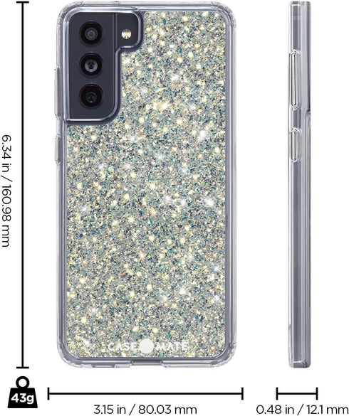 Case-Mate Samsung Galaxy S21 FE 5G Case - Twinkle Stardust with 10ft Drop Protection & Wireless Charging - Luxury Bling Glitter Case for Samsung G...