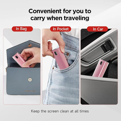 Touchscreen Mist Phone Screen Cleaner for All Phones Laptop and Tablet 2 in 1 Spray and Microfiber Cloth Mini Portable… (Light Pink)...