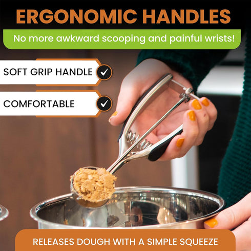 Spring Chef Medium #40 Stainless Steel Cookie Scoop for Baking - Multifunctional Cookie Dough Scoop with Trigger Release, 1.7 Tablespoon Food Scoo...