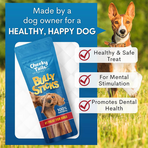 Bully Sticks for Small Dogs and Puppies (3 Pieces) - 6" - Rawhide Free Chews Made in USA - High Collagen, Single Ingredient 100% Beef Dog Treats...