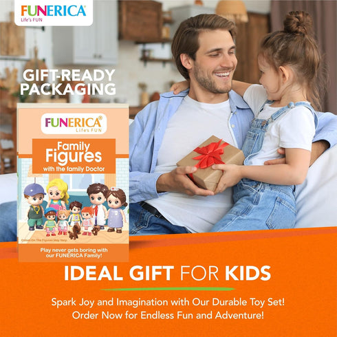 FUNERICA Dollhouse People Figures Playset - Adorable Dollhouse Family Members with Pets, Doctor, and Nurse. Little People Figures Doll House Acces...