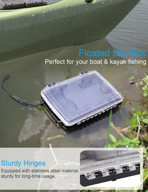Waterproof Dry Box Case Watertight Storage Containers for Kayaking & Boating Floating Fishing Tackle Tray Boxes (Black)...