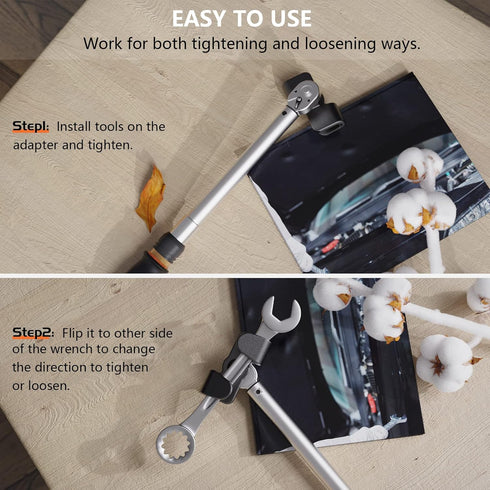 Wrench Extender for 1/2 Inch Drive Breaker Bars/21 mm Hex Drive, Universal Wrench Extension Tool Adaptor for Cheater Bar, Extend Wrenches Tool to ...