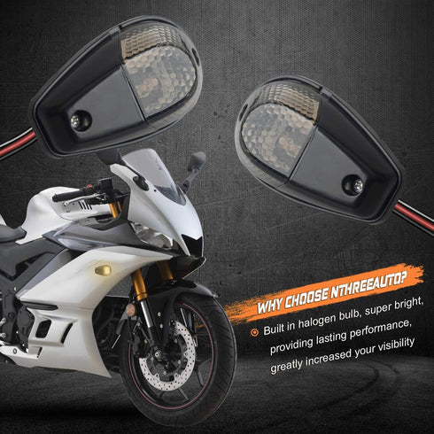 NTHREEAUTO Smoked Flush Mount Turn Signal Blinker Light Compatible with Honda CBR600RR CBR1000RR Suzuki GSXR 600 750 Kawasaki Ninja 300 400 Yamaha...