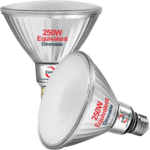 Explux 250 Watt Equivalent PAR38 LED Flood Light Bulbs, Super Bright 3300 Lumens, Dimmable, Full-glass Outdoor Waterproof & Anti-Ageing, 5000K Day...