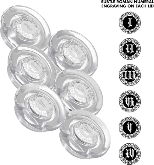 CairnCovers Glass Whiskey Glassware Lids - Glass Cap for Whisky Tasting Glasses by Cairn Craft (6 CairnCover Lids with Numeral Engraving)...