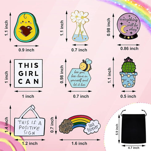 14 Pieces Positive Enamel Pins Set Motivational Enamel Lapel Pin Inspirational Cute Brooch Pin Badges for Women Clothing Bags Hats Decorations...