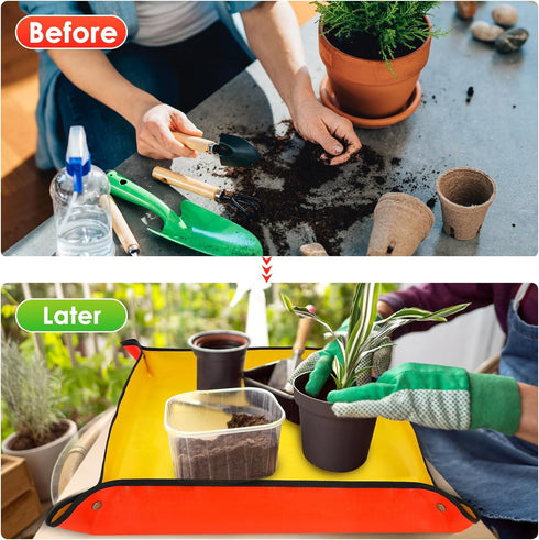 Extra Large Repotting Mat for House Plants Transplanting and Potting Mix Mess Control, Portable Gardening foldable plant tray, Potting Mat for ind...
