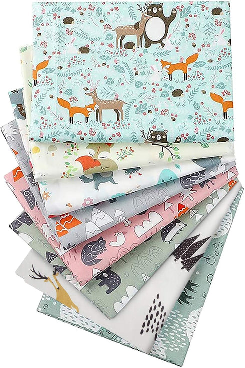 Aubliss 8pcs Fat Quarter Fabric Bundles 100% Cotton 19.6'' x 19.6''(50cm x 50cm) Quilting Cotton Craft Fabric Pre-Cut Squares Sheets for Patchwork...