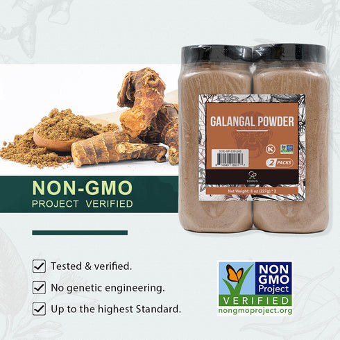 Soeos Galanga Powder 8oz (227g), Twin Pack, 16oz Total, Non-GMO, Kosher, Greater Galanga, Alpinia Galanga, Perfect for Tom Yum and Tom Kha Soups,P...