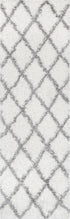 nuLOOM Tess Moroccan Shag Area Rug - 2x6 Runner Shag Rug Modern/Contemporary White/Grey Rugs for Living Room Bedroom Dining Room Nursery Entryway ...