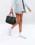 HOXIS Classical Office Lady Minimalist Pebbled Faux Leather Handbag Tote/Magnetic Snap Purse...