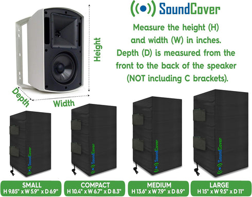 Two Small Outdoor Speaker Covers for C-Bracket Mounted Speakers - Cover Size: Height 9.85" X Width 5.9" X Depth 6.9" - Fits Yamaha NS-AW194, Klips...