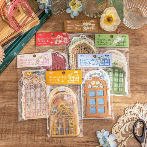 BENOSPACE 90Pcs Aesthetic Scrapbook Paper Vintage Flower Garden Door Scrapbooking Supplies Window Frames Borders Junk Journal Journaling Bullet Ki...