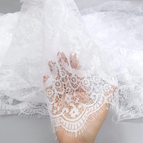 IDONGCAI Lace Fabric Soft Chantilly French Eyelash floral Lace Fabric 60 X120 Inch Bridal Veil Wedding Dress Lace Trim Home Decorations Trim Appli...