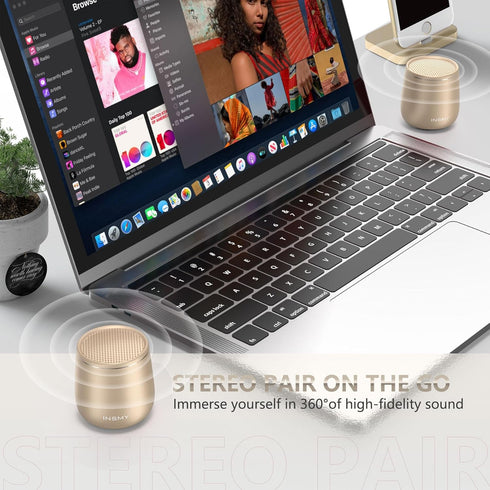 INSMY Small Bluetooth Speaker, Waterproof Mini Portable Wireless Speaker, Punchy Bass Rich Audio Stereo Pairing, Handheld Pocket Size,Built in Mic...