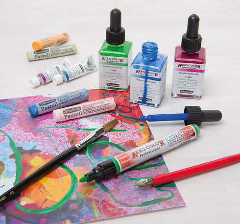 Schmincke - AERO COLOR® Professional - finest-fluid, high-color acrylic paint for acrylic painting, airbrush, mixed media, acrylic ink, AERO METAL...
