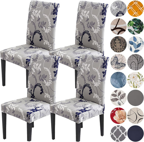 HZDHCLH Chair Covers for Dining Room Set of 4,Stretch Spandex Grey Parsons Chair Slipcover 4 Pack,Removable Washable Dining Chair Cover,Anti-dust ...