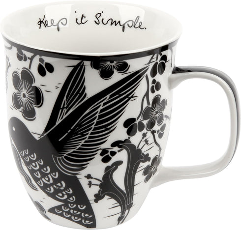 Karma Gifts 16 oz Black and White Boho Mug Hummingbird - Cute Coffee and Tea Mug - Ceramic Coffee Mugs for Women and Men, 1 Count (Pack of 1)...