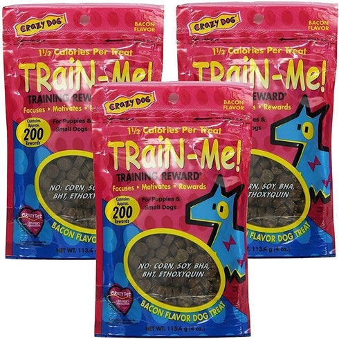 Crazy Dog TrainMe Treats Bacon Flavor, 4 oz, Pack of 3...