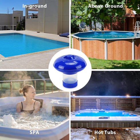 Pool Chlorine/Bromine Floater, Chlorine Tablet Floater for Chlorine Tablets 1 Inch, Adjustable Floating Chlorine Dispenser for Pool, Idea for In-G...