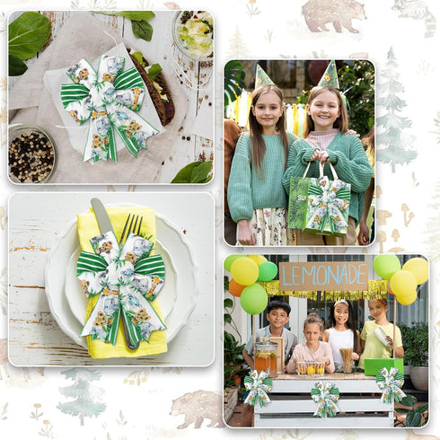 2 Roll Jungle Animal Wired Edge Ribbon 2.5 Inch 20 Yards Safari Animal Ribbon Animal Print Ribbon for Bow Wreath Craft Gift Wrap Party Decor...