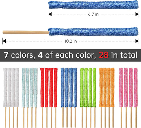 28Pcs Microfiber Detail Duster Sticks Crevice Cleaning Tool, Mini Duster for Cleaning Fan Blade/Ac Vent/Car Vent/Blind/The Smallest Spaces...
