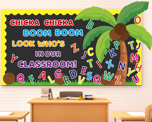 Summer Bulletin Board Summer Classroom Decoration Letter Palm Tree Cutouts Chicka Chicka Boom Boom Bulletin Board for Teachers Students Hawaiian P...