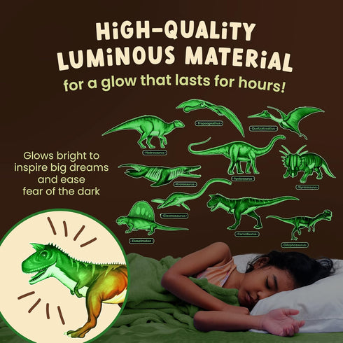 Glow in The Dark Dinosaur Wall Stickers - 10 Large Bright Wall Decals for Bedroom Walls and Ceilings - for Boys Room and Girls Room - Set 2...