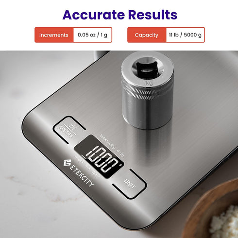 Etekcity Food Kitchen Scale, Digital Grams and Ounces for Weight Loss, Baking, Cooking, Keto and Meal Prep, LCD Display, Medium, 304 Stainless Ste...