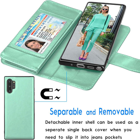Galaxy Note 10 Plus Case, Luxury Wallet Case with Credit Card Slots, PU Leather Cover & Kickstand - Samsung Note10+ (Turquoise)...