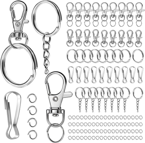 LEOBRO 145PCS Key Chain Rings and Keychain Clips for Keychains, Lobster Claw Clasps and Key Rings, Keychain Accessories, Bulk Lanyard Clips Keycha...