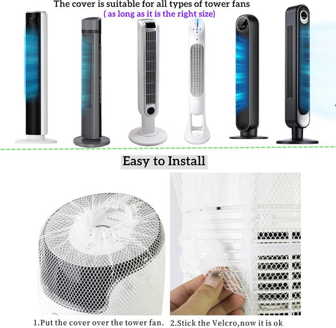 Mesh Cover for Oscillating Tower Fan (Not Included Fan),Tower Fan Guard Covers for Kids Finger Protector,Reusable Oscillating Floor Fan Dustproof ...