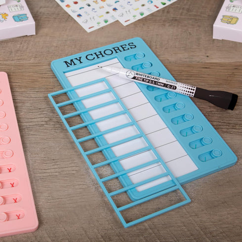 Dry Erase Chore Chart Set (2 Pcs) | Chore Chart for Kids, Dry Erase Board for Kids & Chore Chart for Adults (Blue & Pink)...