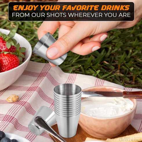 Metal Reusable Shot Glasses 30ml/1oz - 15 Pcs Stainless Steel Shot Glasses Unbreakable, Stylish Design, Good for Whiskey, Vodka, Tequila, Coffee –...