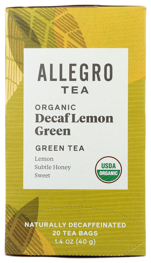 Allegro Tea, Organic Decaf Lemon Green Tea Bags, 20 ct...