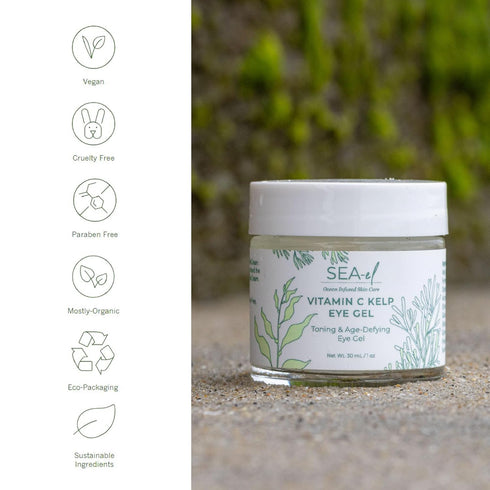 Vitamin C Kelp Eye Gel Toning & Age Defying Skincare for Puffiness, Under Eye Bags & Dark Circles Cooling Youthful Glow for Women & Men - 1 Oz...