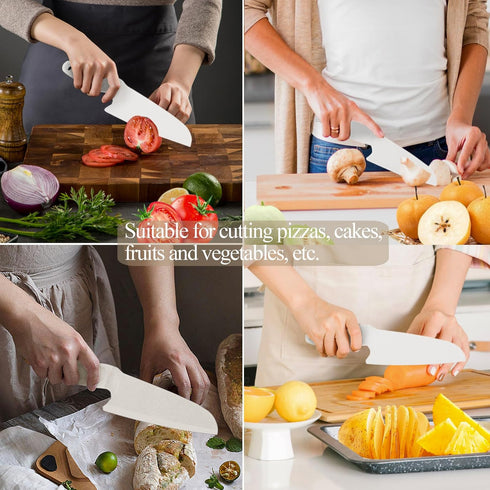 2 PCS Nylon Knife Safe for Kids, Professional Lettuce Knife for Real Cooking, Heat-resistant Plastic Knife for Nonstick Pans, Best as Cake Knife e...