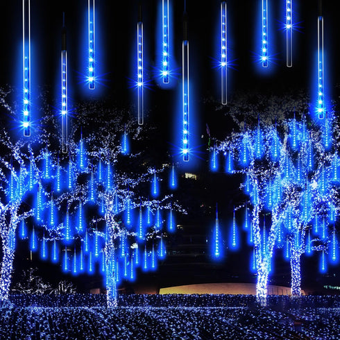JJGoo Christmas Lights Meteor Shower Rain Lights, 10 Tube 12 inch 240 LEDs Icicle Lights Outdoor Raindrop Lights for Xmas Halloween Wedding Party ...