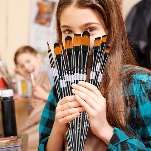 Paint Brushes Set for Acrylic Painting, 16 pcs Nylon Hair Paint Brushes for Oil Watercolor Face Body Rock Painting Artist, Art Painting Brush Kits...