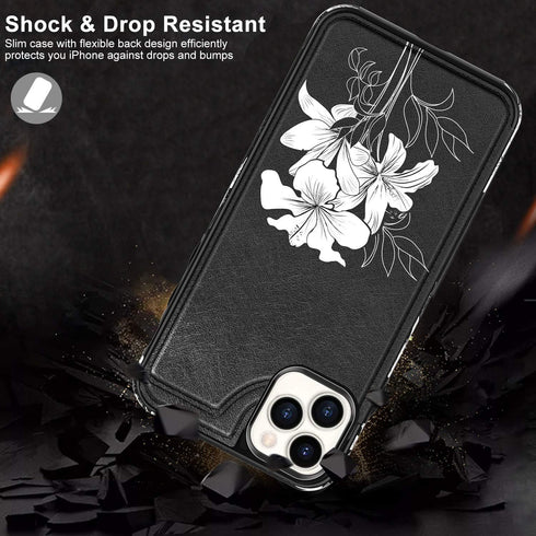 LETO for iPhone 11 Pro Max Case,Leather Wallet Case Flip Folio Cover with Fashionable Flower Designs for Girls Women,Card Slots,Protective Phone C...