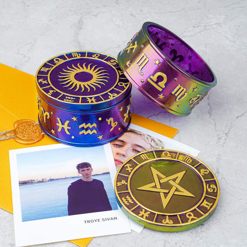 NiArt Silicone Resin Mold, Constellation Storage Box Jewelry Organizer Zodiac DIY Epoxy Resin Jar with Sun and Star Lids, Jewelry Trinket Containe...