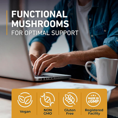 Mushroom Gummies 10 Blend 120 pcs - Lions Mane, Ashwagandha, Turkey Tail, Cordyceps, Chaga, Reishi Mushroom Complex - Mushroom Supplement for Immu...