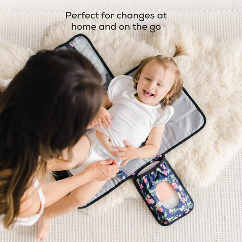 First Landings Portable Diaper Changing Pad - Convenient Travel Changing Pad and Wipe Holder - Portable Changing Pad - Navy...