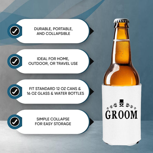 Shop4Ever Groom and Groom’s Drinking Team Member Can Coolie ~ Wedding Bachelor Party Beer Can Sleeve Coolers ~ (Member, Blk, 13 Pk)...