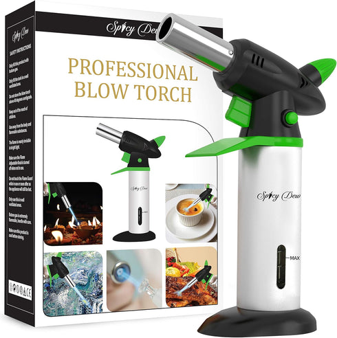 Blow Torch - Creme Brulee Torch - Refillable Professional Chefs Culinary Kitchen Torch with Safety Lock and Adjustable Flame - Micro Butane Torch ...