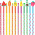 Leinuosen 30 Pieces Scented Pencils Fun Pencil with 12 Eraser Cartoon Pencil Toppers Fruit Pencil Toppers with Pencil Toppers Lovely Wood Pencil w...
