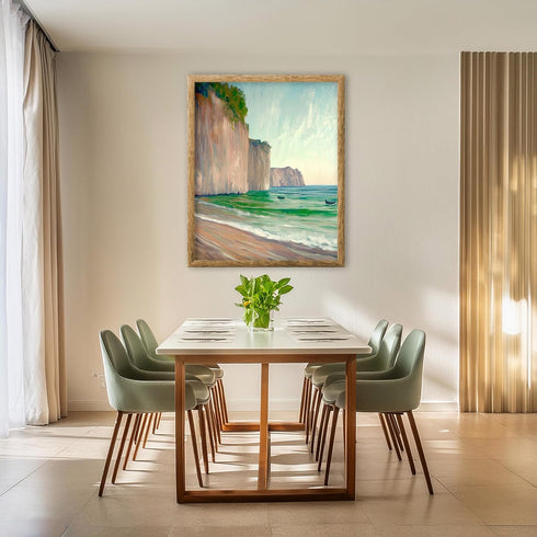 Posterizer 1 pcs-coastal cliefs in france-classics inspired oil painting style 2-Coastal & Nautical Art-Landscape & Nature Art-Decor for Home & Of...