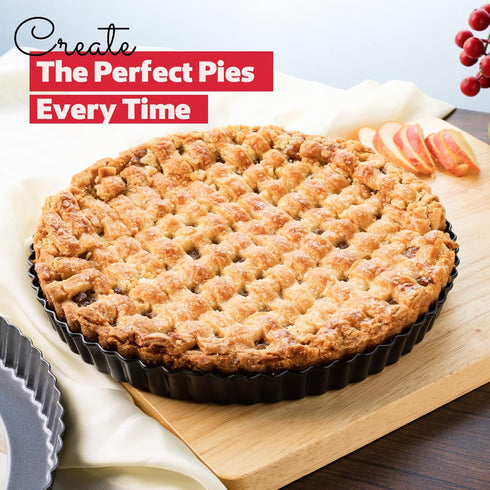 Tart Pan 11 Inch Removable Bottom- Carbon Steel Deep Quiche Pan, Rust, & Temperature Resistant 550-600 °F– Non-Stick, Perfect for Baking Fruit Tar...